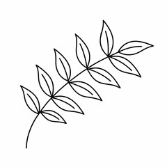 Neem Leaf Branch Outline – Ultra Clean Vector Line Art