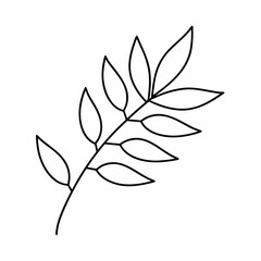 Neem Leaf Branch Outline – Ultra Clean Vector Line Art