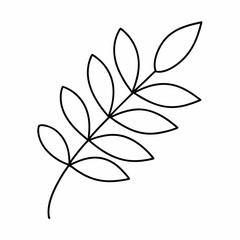 Neem Leaf Branch Outline – Ultra Clean Vector Line Art