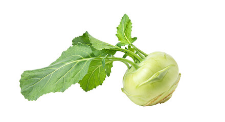 Fresh kohlrabi vegetable closeup nutrition healthy eating raw diet food ingredient organic produce isolated on transparent background