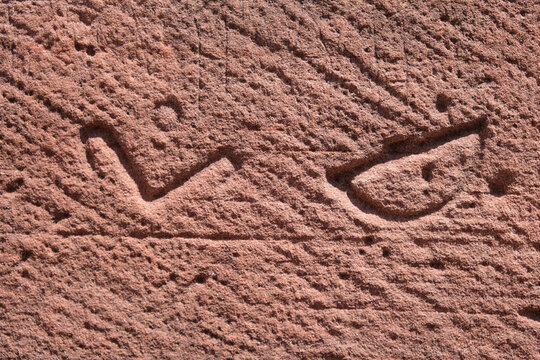 Close detail of carved stone in Silves, Portugal