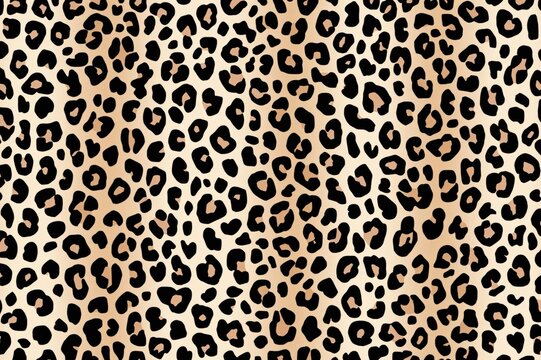 Seamless pattern featuring heart-shaped leopard or jaguar spots. Stylish animal print design. Spotted heart motifs resembling cheetah fur. 2D illustrated background suitable for textiles, wallpapers,