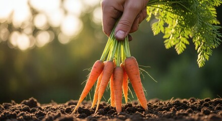 Fresh Organic Carrots Harvested from Farm Celebrating World Vegetarian Day Sustainable Healthy Vegan Food