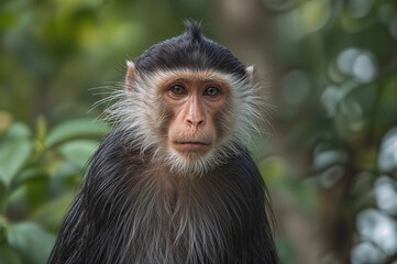 Obraz premium The Old World monkey species Cercopithecus albogularis, commonly called the white-throated or Samango monkey, inhabits regions from Ethiopia to South Africa.