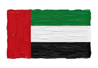 Flag of the UAE with a textured oil painting impasto style, isolated on a white background