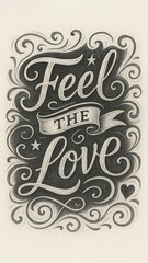 Elegant swirling love typography