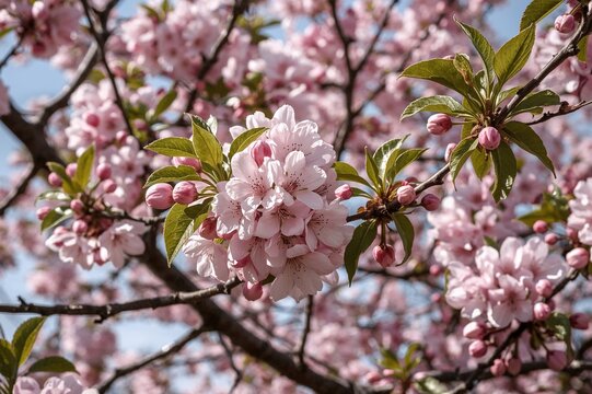 Springtime bloom of pink chestnut flowers in a natural setting
