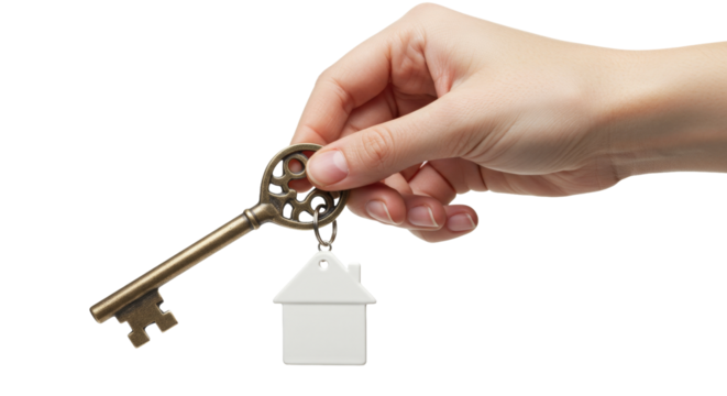 hand with a key png isolated on transparent background