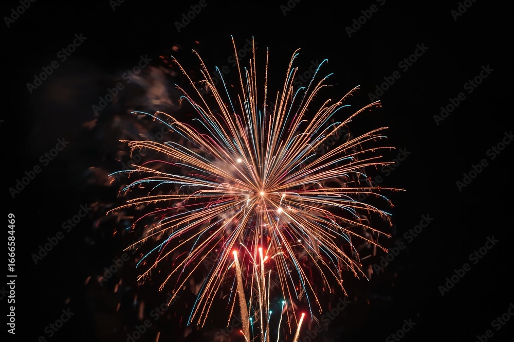 Poster blurred background with fireworks display