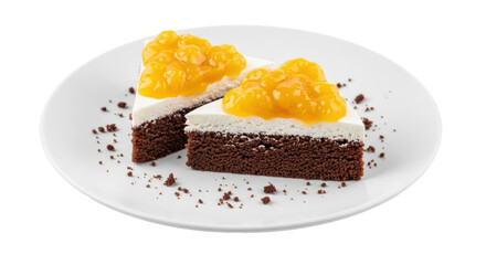 Isolated Chocolate Cake with Orange Topping