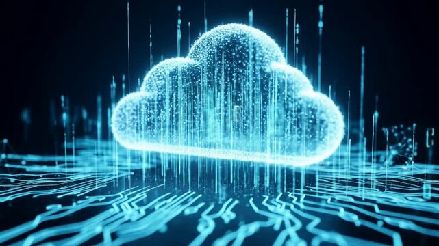 Illuminating Cloud Computing: Glowing Data Stream Visualization for Modern Technology and Futuristic Concepts