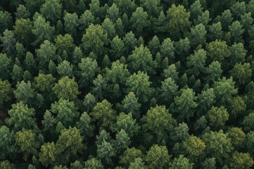 Fototapeta premium Seamless design featuring a lush woodland scene. Verdant summer landscape filled with trees, ideal for fabrics, prints, postcards, and greeting cards.