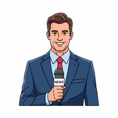 News Reporter Vector Illustration Presenting Breaking News