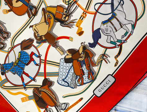 silk scarf with horse and riding theme print by Gucci.Milan - italy,16 August 2025