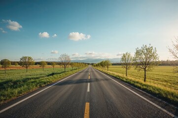 Fototapeta premium Lush Path Linking Urban Areas Amidst Natureâ€™s Beauty