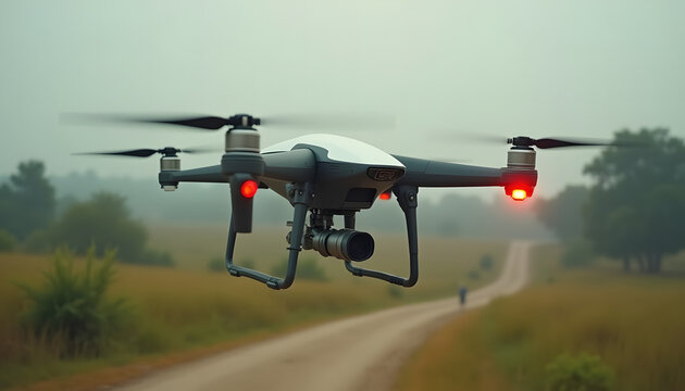 Drone flying in the rular area