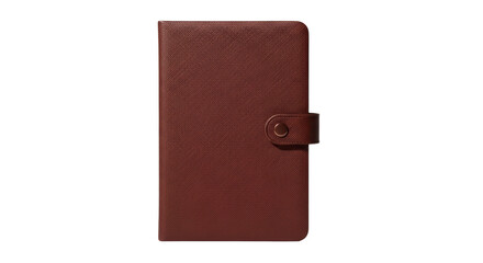Isolated Brown Leather Notebook with Button Closure
