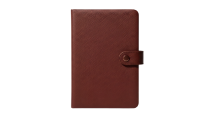 Isolated Brown Leather Notebook with Button Closure