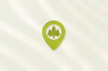 Eco-friendly location marker with forest design representing a sustainable travel spot