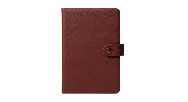 Isolated Brown Leather Notebook with Button Closure - Powered by Adobe