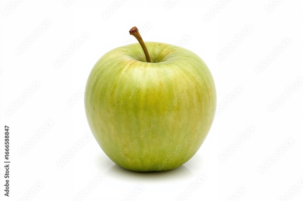 Aufkleber fresh green apple with vibrant juice on plain background, isolated with clipping path and complete d