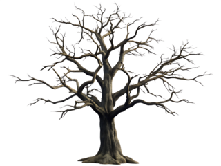 dead tree isolated on white background, png, ai generated.