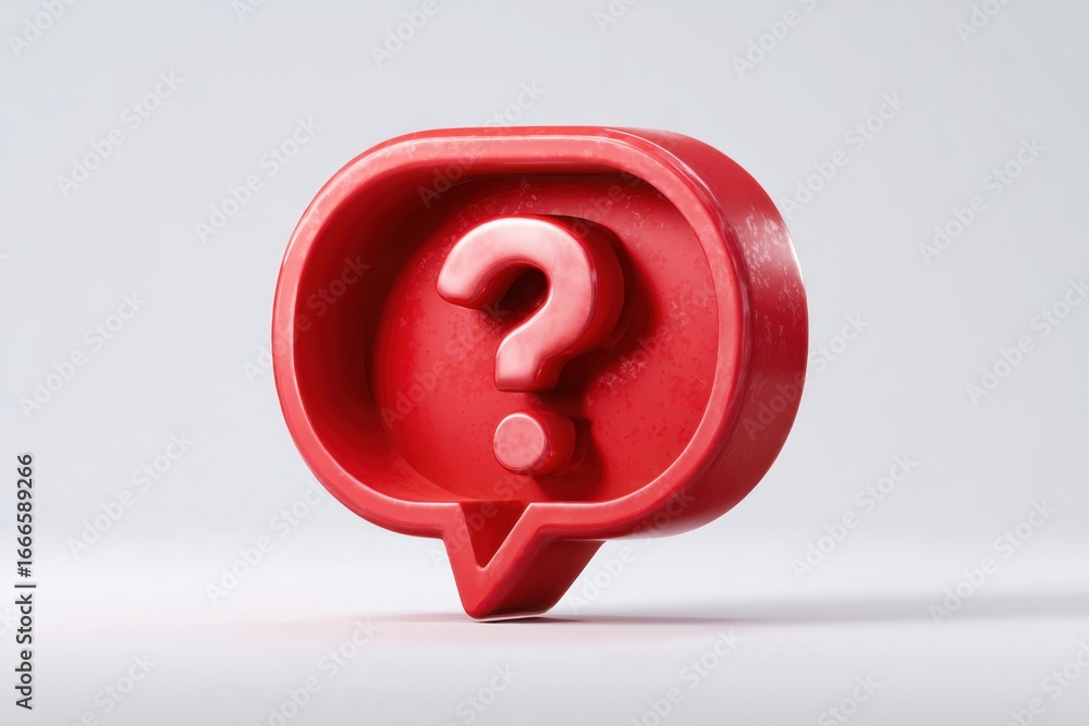 Fototapete question mark speech bubble isolated on beige. white question 3d mark icon. cartoon animation. visua