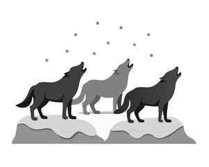 Howling Wolves in Winter Snow A Majestic Pack