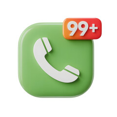 Green phone icon with 99 plus notification badge app symbol png