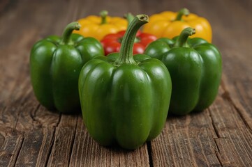 Background Featuring Green, Yellow, and Red Bell Peppers