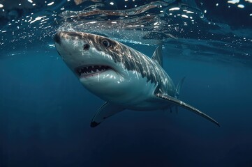 Fototapeta premium Underside view of a large predatory shark