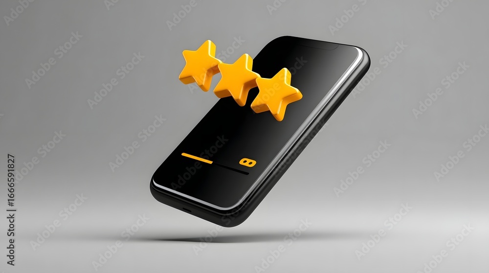 Poster smartphone with floating star rating display