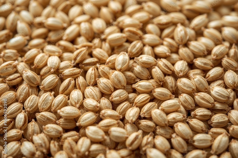 Aufkleber Close-Up View of Wheat Kernels on a Plain Background