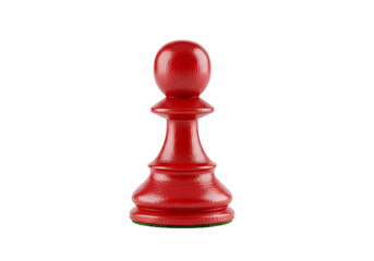 A vivid, single, red chess pawn stands out against a stark black background.