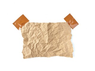 Blank brown torn note paper isolated on white background