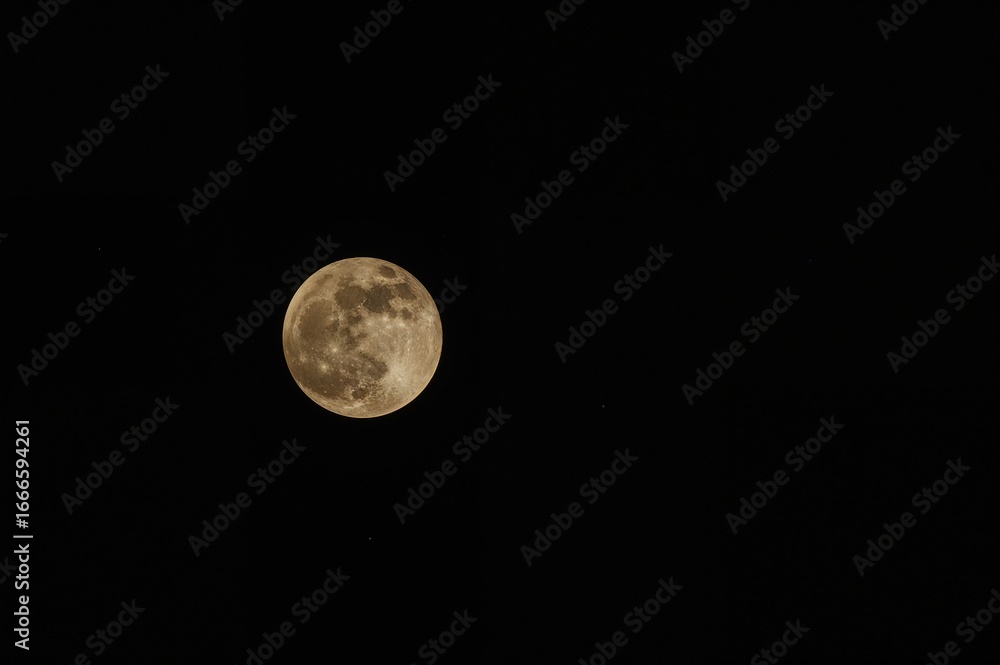 Poster bright full moon illuminating a vast empty space for text