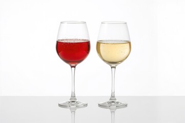 Fototapeta premium Delicious wine served in glasses against a white backdrop