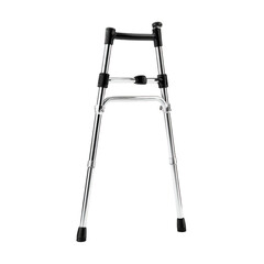 Adjustable height folding medical walker with hand grips isolated on transparent background
