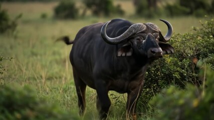 Majestic cape buffalo grazing in natural habitat wildlife and nature photography