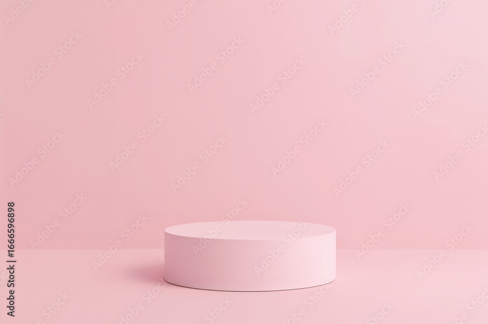 Poster monochromatic geometric stage for showcasing items on a pink backdrop. sleek and minimalistic presen