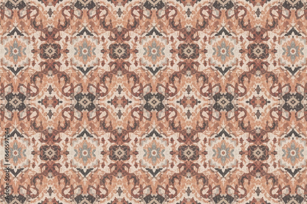 Poster seamless pattern featuring geometric damask and distressed texture
