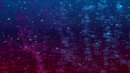 Animation showing futuristic AI coding plexus network connections, digital data, neural computation. for artificial intelligence, innovation, machine learning, big data systems, research technology. - Powered by Adobe