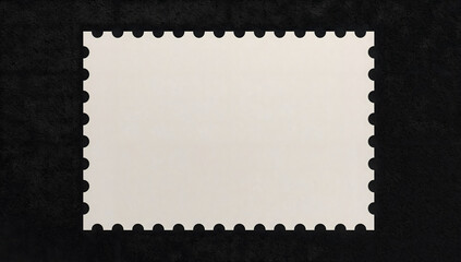 Fototapeta premium Blank White Postage Stamp with Perforated Edges on Black Background