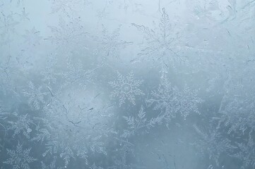 Icy frost designs on a windowpane