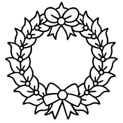 Christmas Wreath line art vector