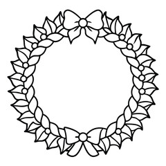 Christmas Wreath line art vector