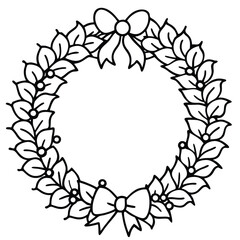 Christmas Wreath line art vector