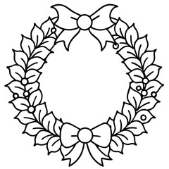 Christmas Wreath line art vector