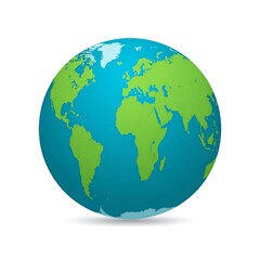 Fototapeta premium Simple globe map, light shadow