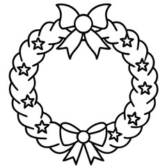 Christmas Wreath line art vector